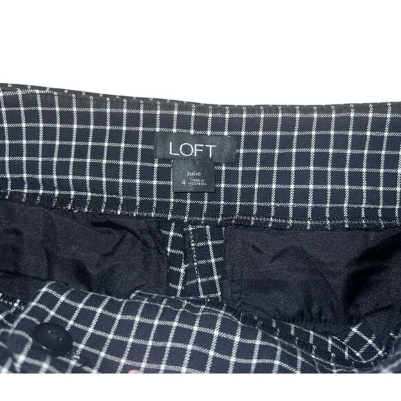 ANN TAYLOR LOFT ‘JULIE’ STYLE BLACK/IVORY CHECK CAPRI DRESS PANTS!! SZ 4 - Picture 4 of 5